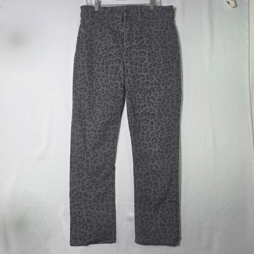 Gap Vintage Style Slim Sky High Jeans 28 6R Grey Leopard Print High Rise Denim